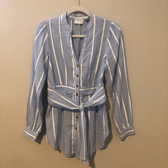 Anthropologie South Seas Belted Button Front Shirt - Picture 2 of 4